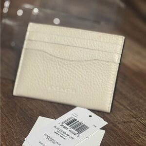 Coach Leather slim ID window Cardholder in Chalk